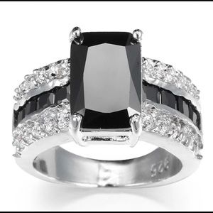 Sterling silver Cz diamonds and black sapphire